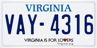 VA license plate VAY4316