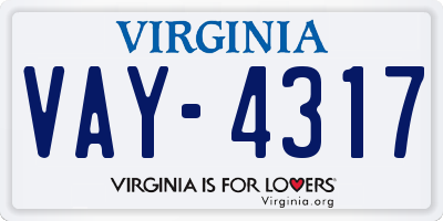 VA license plate VAY4317