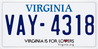 VA license plate VAY4318