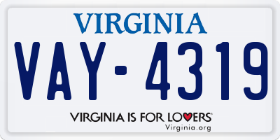 VA license plate VAY4319