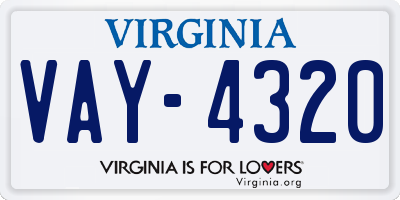 VA license plate VAY4320