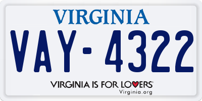 VA license plate VAY4322