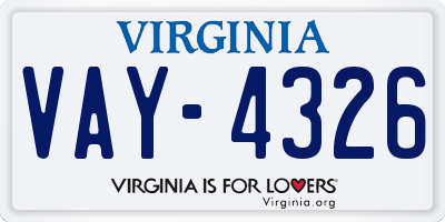 VA license plate VAY4326