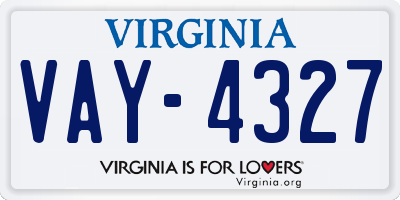 VA license plate VAY4327