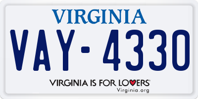 VA license plate VAY4330