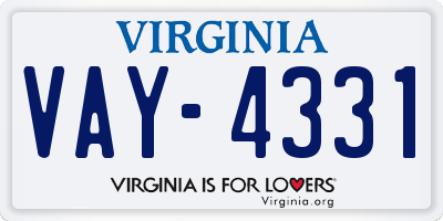 VA license plate VAY4331
