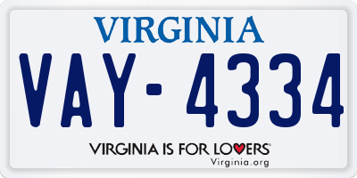 VA license plate VAY4334