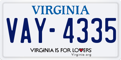 VA license plate VAY4335