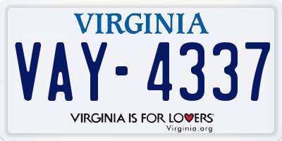 VA license plate VAY4337