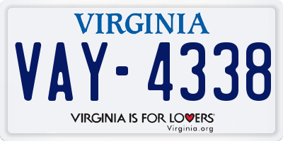VA license plate VAY4338