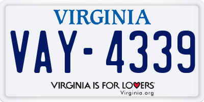 VA license plate VAY4339