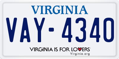 VA license plate VAY4340