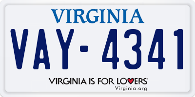 VA license plate VAY4341