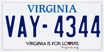 VA license plate VAY4344