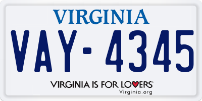 VA license plate VAY4345