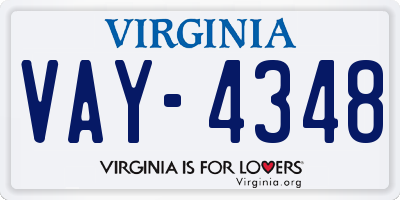 VA license plate VAY4348