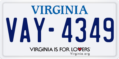VA license plate VAY4349