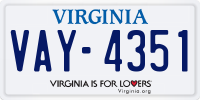 VA license plate VAY4351