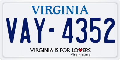 VA license plate VAY4352