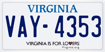VA license plate VAY4353
