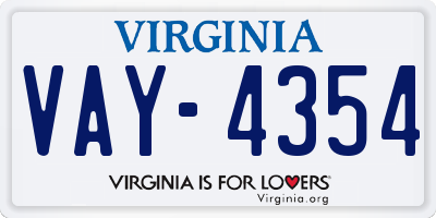 VA license plate VAY4354
