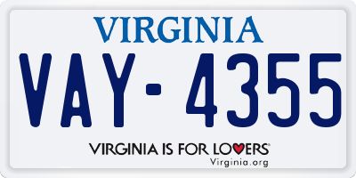 VA license plate VAY4355
