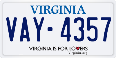 VA license plate VAY4357