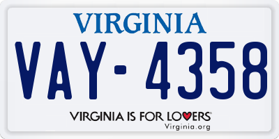 VA license plate VAY4358