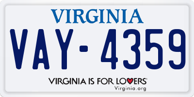 VA license plate VAY4359