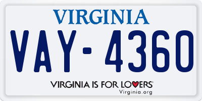 VA license plate VAY4360
