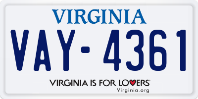 VA license plate VAY4361