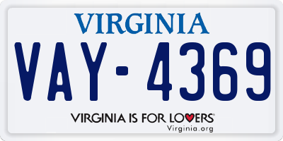 VA license plate VAY4369