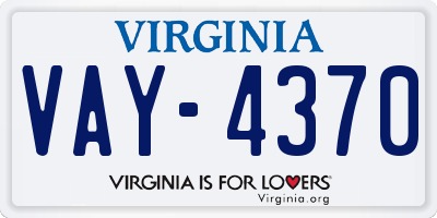 VA license plate VAY4370