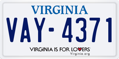 VA license plate VAY4371