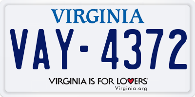 VA license plate VAY4372