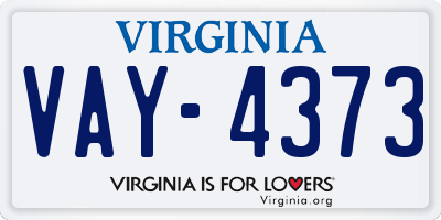 VA license plate VAY4373