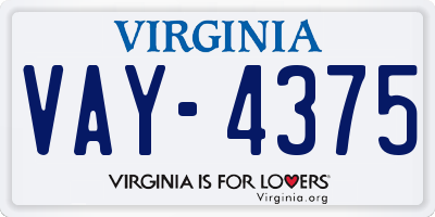 VA license plate VAY4375