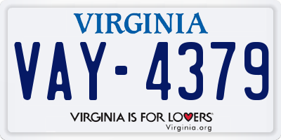 VA license plate VAY4379