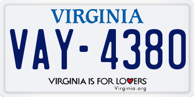 VA license plate VAY4380