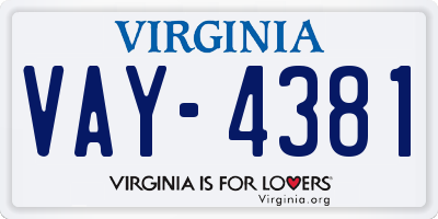 VA license plate VAY4381