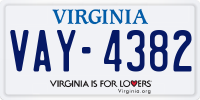 VA license plate VAY4382