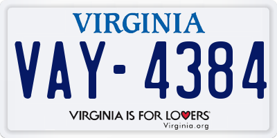 VA license plate VAY4384