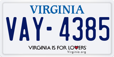 VA license plate VAY4385