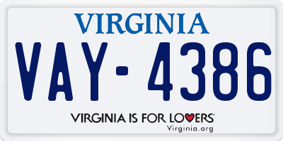 VA license plate VAY4386