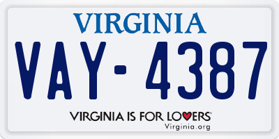 VA license plate VAY4387