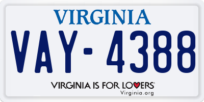 VA license plate VAY4388