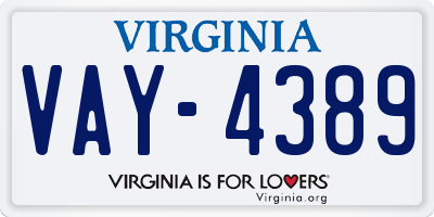 VA license plate VAY4389