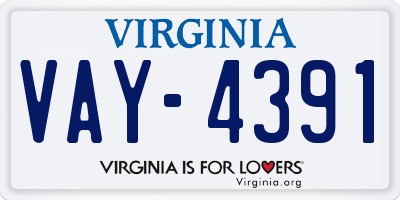 VA license plate VAY4391