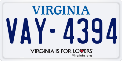 VA license plate VAY4394