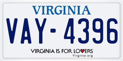 VA license plate VAY4396
